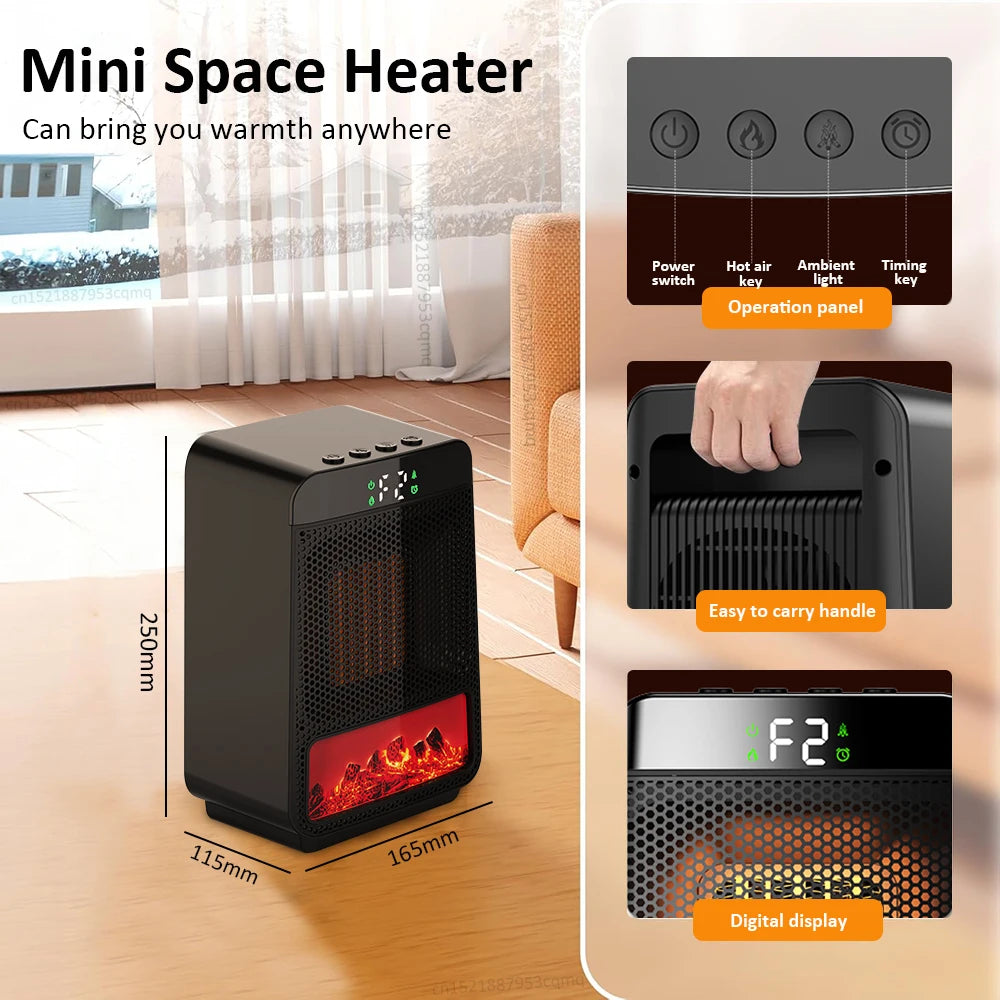 Compact Desktop Space Heater with Thermostat