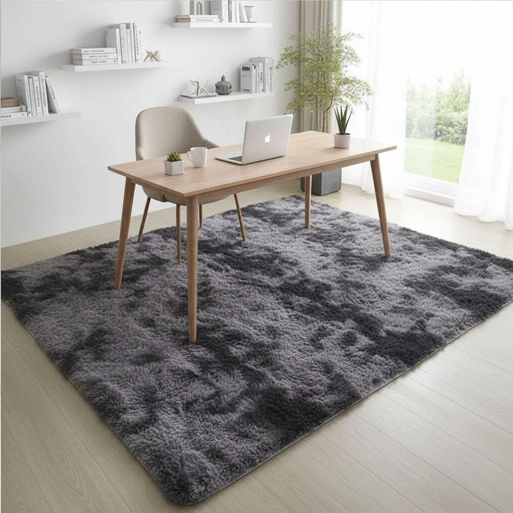 Плюшевый ковер в домашнем офисе