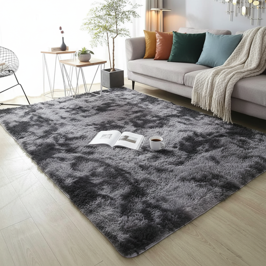 Плюшевый ковер в скандинавском интерьере